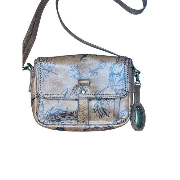 Born Brown Whimsical Festival Floral Print Leather Crossbody Purse - Picture 2 of 6